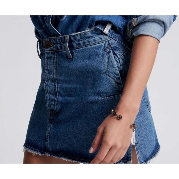 NWT One Teaspoon ROSEWOOD VANGUARD MID RISE RELAXED DENIM MINI SKIRT - 25 - Picture 3 of 9